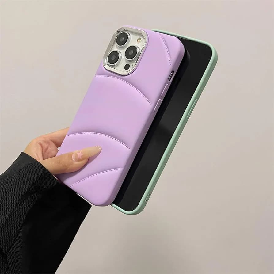 Premium Puffer Case for iPhone – Lavender — ছবি 3